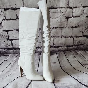 EUC! Steve Madden Carrie White Leather Knee-High Womens Boots Womens Size 8.5